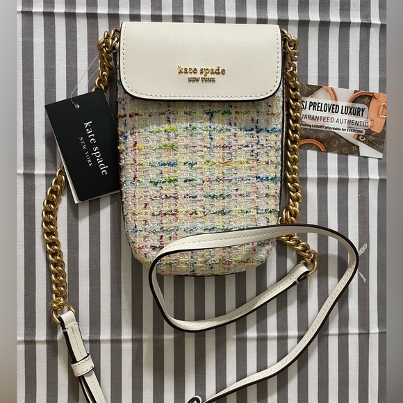 NWT Kate Spade Steffie Tweed North South Phone Crossbody Retail $198. - Picture 1 of 4